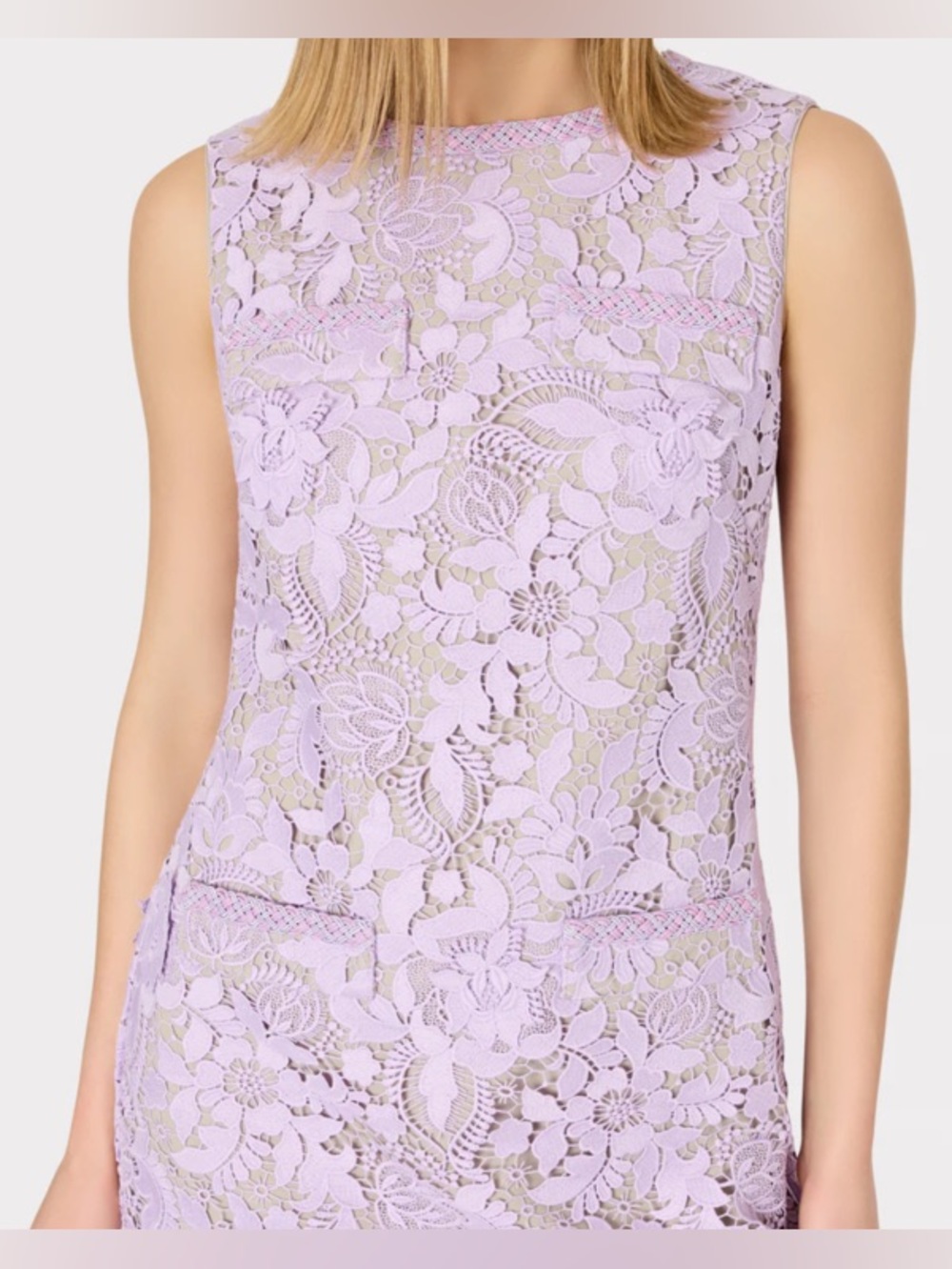 NWT MILLY 3D Garden Lace Sleeveless Mini Dress in Lilac, Size 6 - Picture 2 of 13